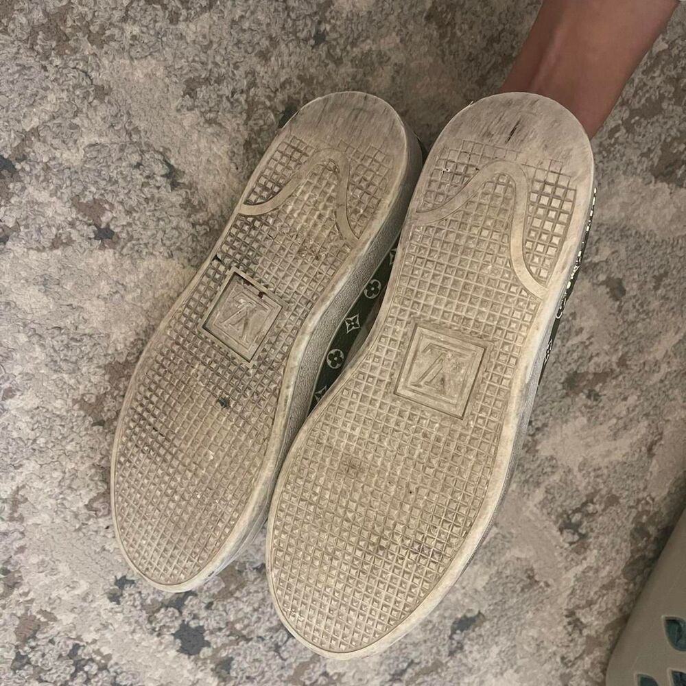 Louis Vuitton white and dark green trainers sliders - Picture 5 of 5